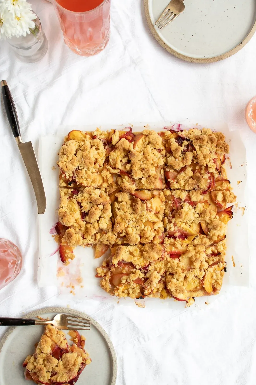 Peach Crumble Bars — Stripes & Willows